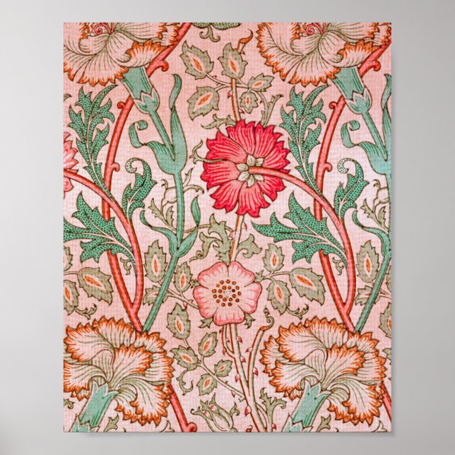 Rosa Blume von William Morris Poster (Vorne)