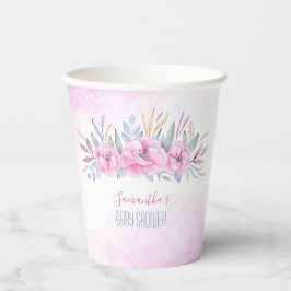 Rosa Blume Wasserfarbe Elegante Kinderdusche Pappbecher
