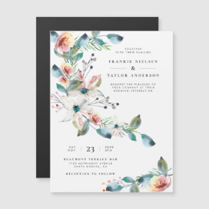 Rosa Blume Wasserfarbe Moderne Hochzeiten Magneteinladung