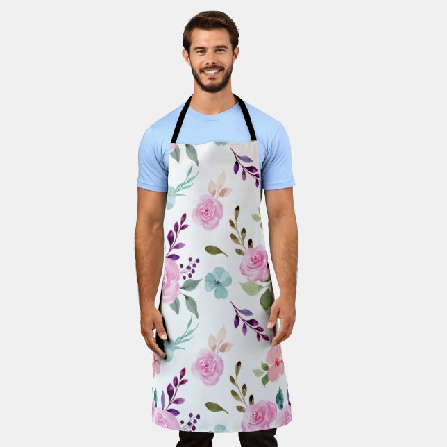 Rosa Blume Wasserfarbe nahtlos Schürze (Getragen)