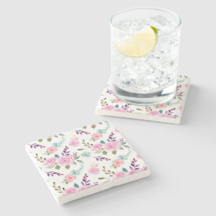 Rosa Blume Wasserfarbe nahtlos Steinuntersetzer