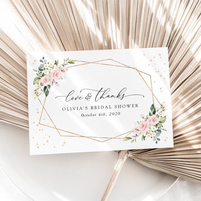 Rosa Blume, weiße Blume, Boho, Brautparty Dankeskarte (Von Creator hochgeladen)