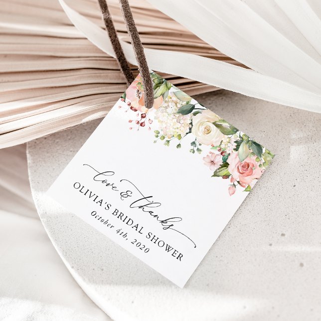 Rosa Blume, weiße Blume, Boho, Brautparty Geschenkanhänger (Von Creator hochgeladen)