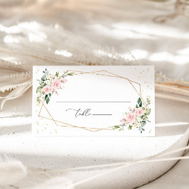 Rosa Blume, weiße Blume, Boho, Brautparty Platzkarte