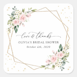 Rosa Blume, weiße Blume, Boho, Brautparty Quadratischer Aufkleber