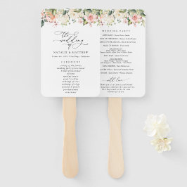 Rosa Blume, weiße Blume, Boho, Hochzeitsprogramm Fächer