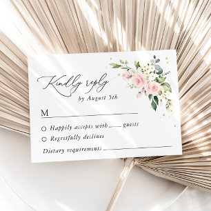 Rosa Blume, weiße Blume, Boho, Hochzeitsrampe RSVP Karte