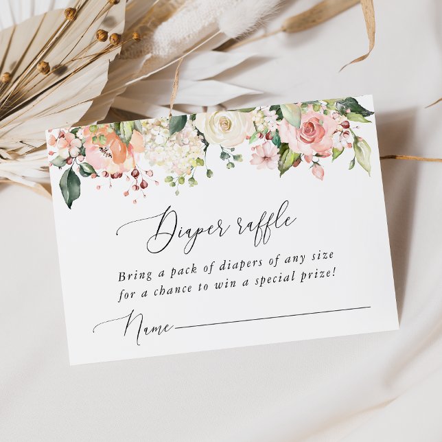 Rosa Blume, weiße Blume, Boho, Windelwirbel Begleitkarte (Von Creator hochgeladen)