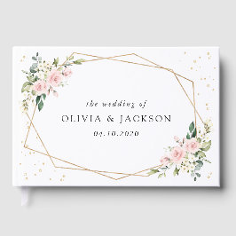 Rosa Blume, weiße Blume, Grünpflanzen, Hochzeit Gästebuch