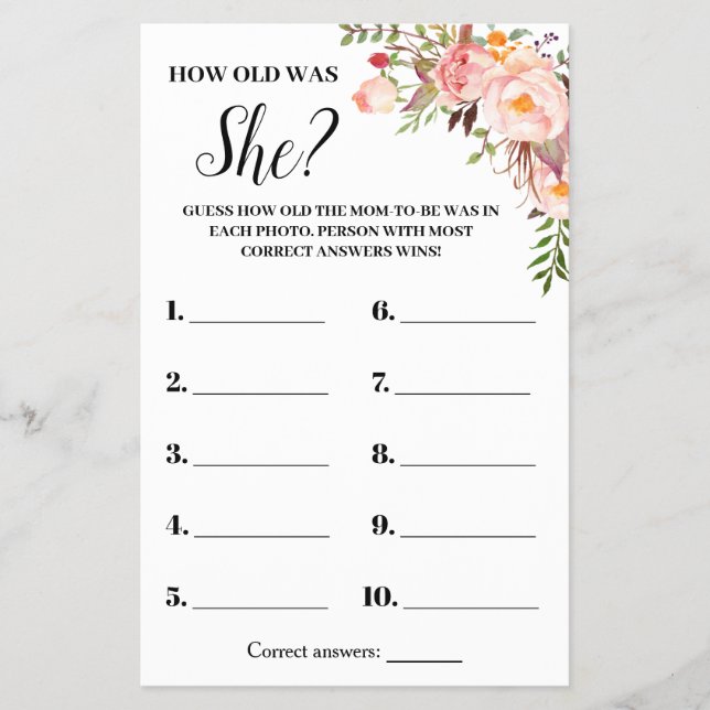 Rosa Blume Wie alt war die "She Baby Shooter Game  Flyer (Vorne)