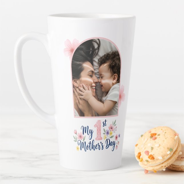Rosa Blumen 1. Muttertag Individuelles Erinnerungs Milchtasse (Beispiel)