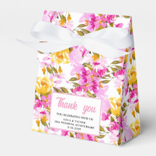 Rosa Blumen 25. Hochzeitstag Geschenkschachtel
