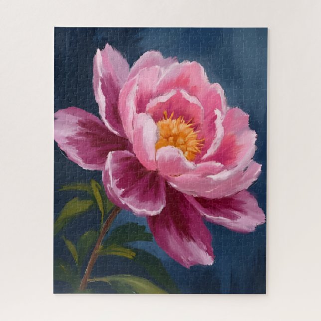 Rosa-Blumen-Aquarellmalerei Puzzle (Vertikal)