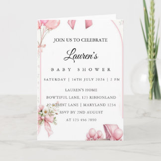 Rosa Blumen Baby Shower Einladung | Mädchen Baby S