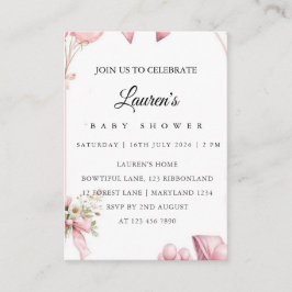 Rosa Blumen Baby Shower Einladungsplakat Begleitkarte
