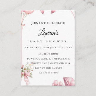Rosa Blumen Baby Shower Einladungsplakat Begleitkarte