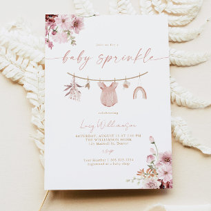 Rosa Blumen-Babymädchen-Kleidungslinie Baby Sprink Einladung