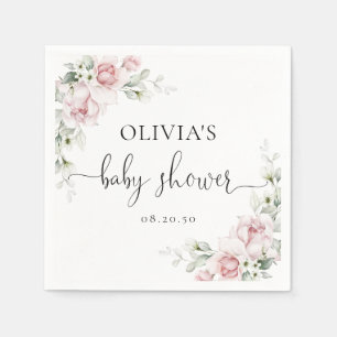 Rosa Blumen-Babyparty-Papier-Servietten Serviette