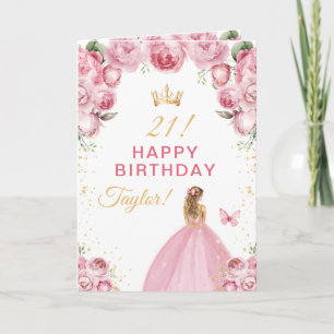 Rosa Blumen Blondes Haar Mädchen Alles Gute zum Ge Karte