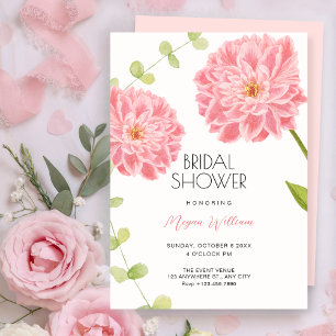 Rosa Blumen blühen Brautparty  Einladung