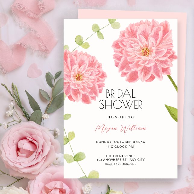 Rosa Blumen blühen Brautparty  Einladung (Von Creator hochgeladen)