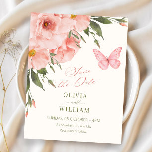Rosa Blumen blühen Hochzeit Save The Date
