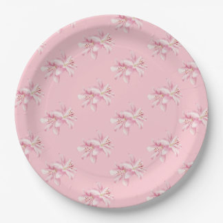 Rosa Blumen-Blumenmuster-Papier Pappteller