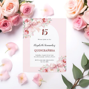 Rosa Blumen Bogen Bogen Bogen Quinceanera Einladun
