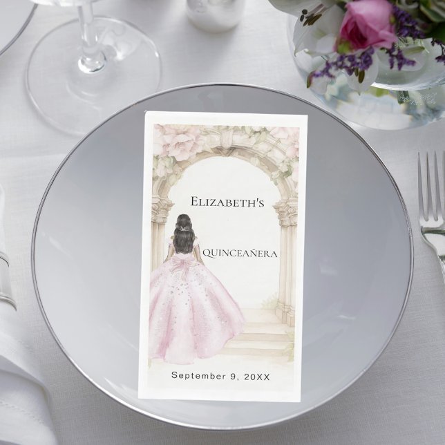 Rosa Blumen Bogen Kleid Quinceanera Serviette (Von Creator hochgeladen)