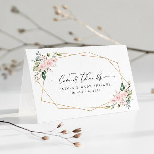 Rosa Blumen, Boho, Baby Shower Dankeskarte