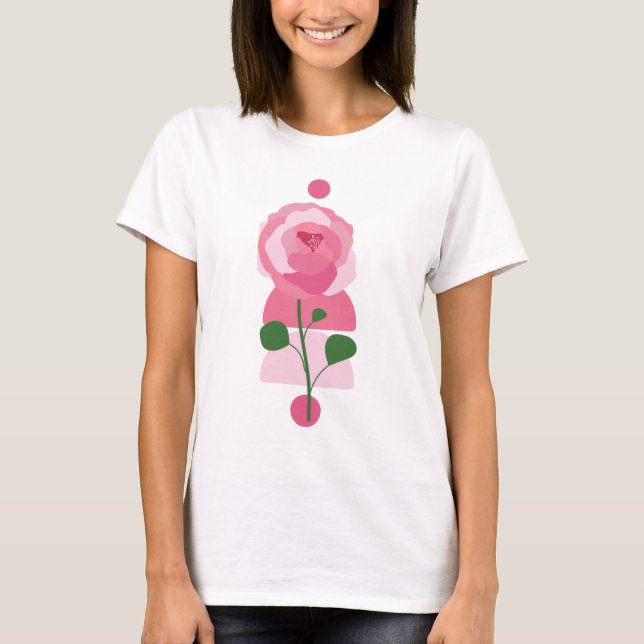 Rosa Blumen Boho-Shirt T-Shirt (Vorderseite)