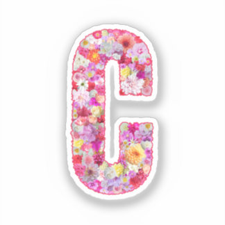 Rosa Blumen Botanisches Monogramm Buchstabe B für  Aufkleber