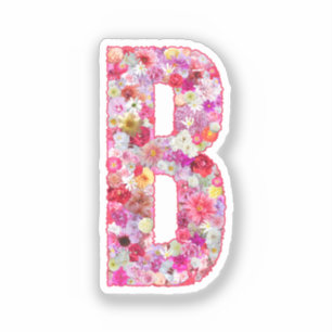 Rosa Blumen Botanisches Monogramm Buchstabe B Für Aufkleber