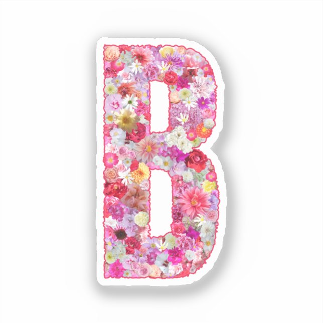 Rosa Blumen Botanisches Monogramm Buchstabe B Für  Aufkleber (Vorderseite)