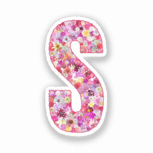 Rosa Blumen Botanisches Monogramm Buchstabe S Für  Aufkleber (Vorderseite)