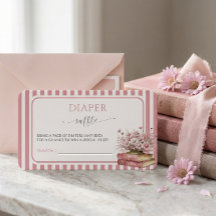 Rosa Blumen Buch Baby Shower Windel Tombola Karte