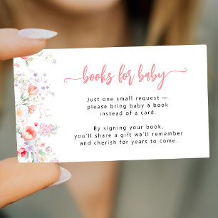 Rosa Blumen Bücher für Baby Shower Buchwunsch Begleitkarte
