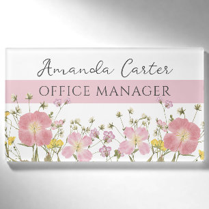 Rosa Blumen Büro-Managerin Namenschild