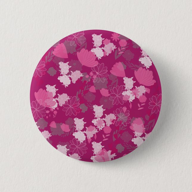 rosa Blumen Button (Vorderseite)