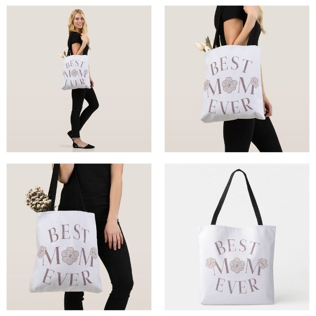 Rosa Blumen Die beste Mutter ever (Pink Floral Best Mom Ever Tote Bags)