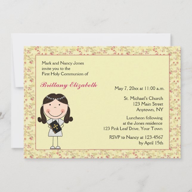 Rosa Blumen-, dunkles Einladung (Vorderseite)