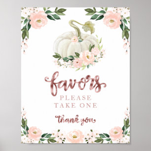 Rosa Blumen Fallen Kürbis-Baby-Party-Geschenke Sch Poster