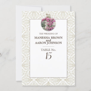 ROSA Blumen - Flache Tischkarte Einladung