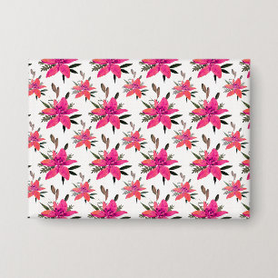 Rosa Blumen Floralmuster Design Button