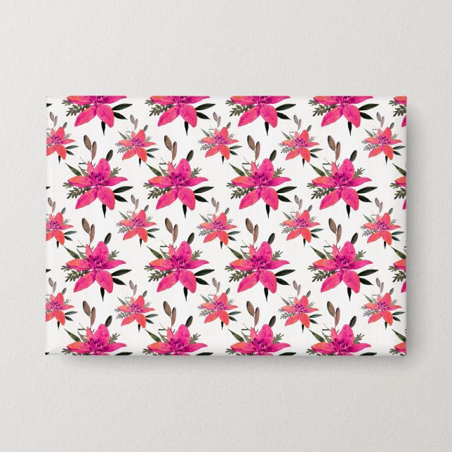 Rosa Blumen Floralmuster Design Button (Vorderseite)