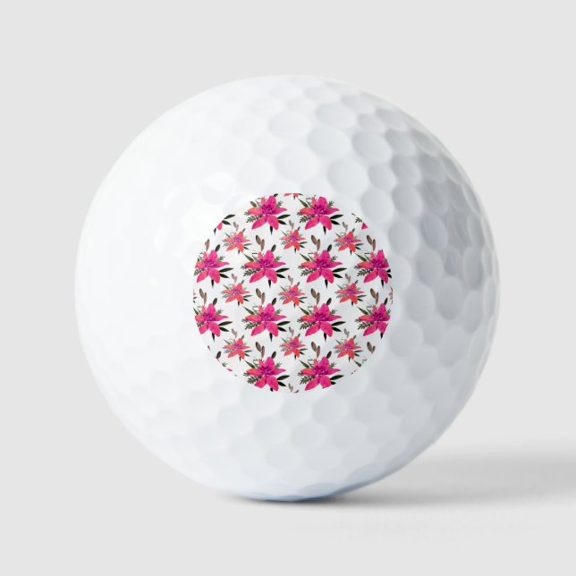 Rosa Blumen Floralmuster Design Golfball (Vorderseite)