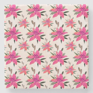 Rosa Blumen Floralmuster Design Steinuntersetzer