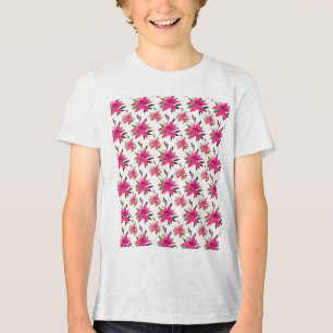 Rosa Blumen Floralmuster Design Tri-Blend Shirt