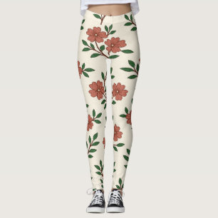 Rosa Blumen-Garten-Leggings-Druck Leggings