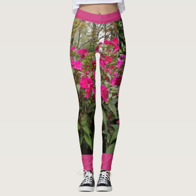 Rosa Blumen-Garten-Leggings Leggings (Vorderseite)